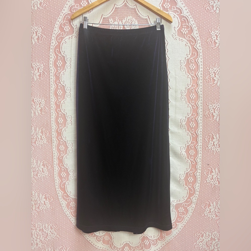 Prima Jetta Purple Velvet Midi Skirt Sz M